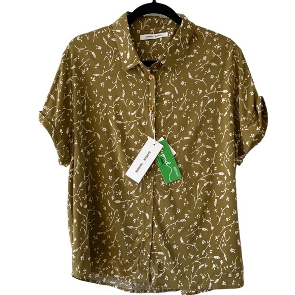 Samsoe Samsoe Camisa Majan Blouse Top NWT in Feuilles Khaki - Picture 8 of 9